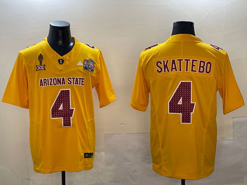 Men Arizona State Sun Devils #4 Skattebo Yellow Thanksgiving three generations 2024 Nike Limited NCAA Jersey style 3->ncaa teams->NCAA Jersey